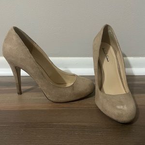 Tan closed toe heels